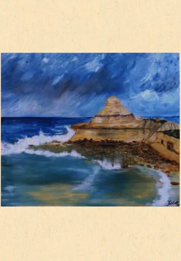 „Gozo – Qbajjar Bay“ von Anke Jablinski, Kunstdruck auf Leinen