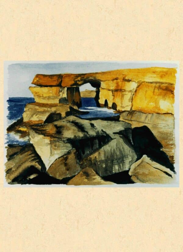 „Gozo – Azure Window“ von Anke Jablinski, Kunstdruck auf Leinen